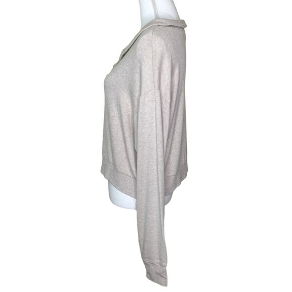 Lesjour! Heathered Oatmeal The Henley Ecovera Button Collar Long Sleeve Polo Top - Picture 5 of 11